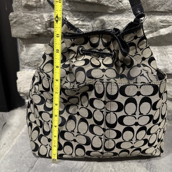 Authentic Rare Coach Black Stripe Bucket w/Patent Leather No M1382-F30581 - Picture 5 of 12